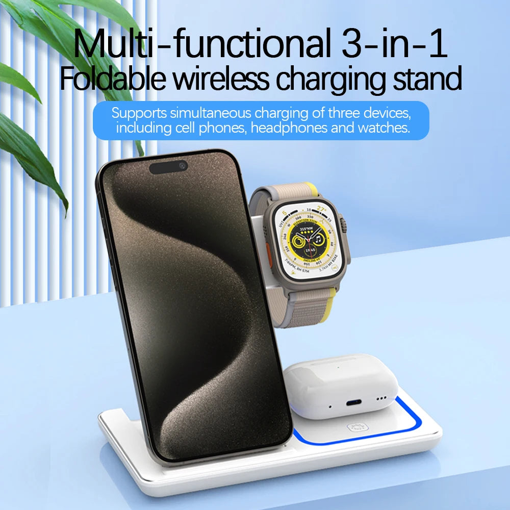 LED Fast Wireless Charger Stand 3 in 1