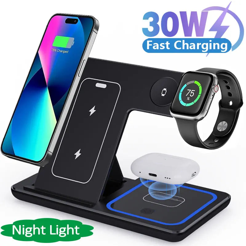 LED Fast Wireless Charger Stand 3 in 1